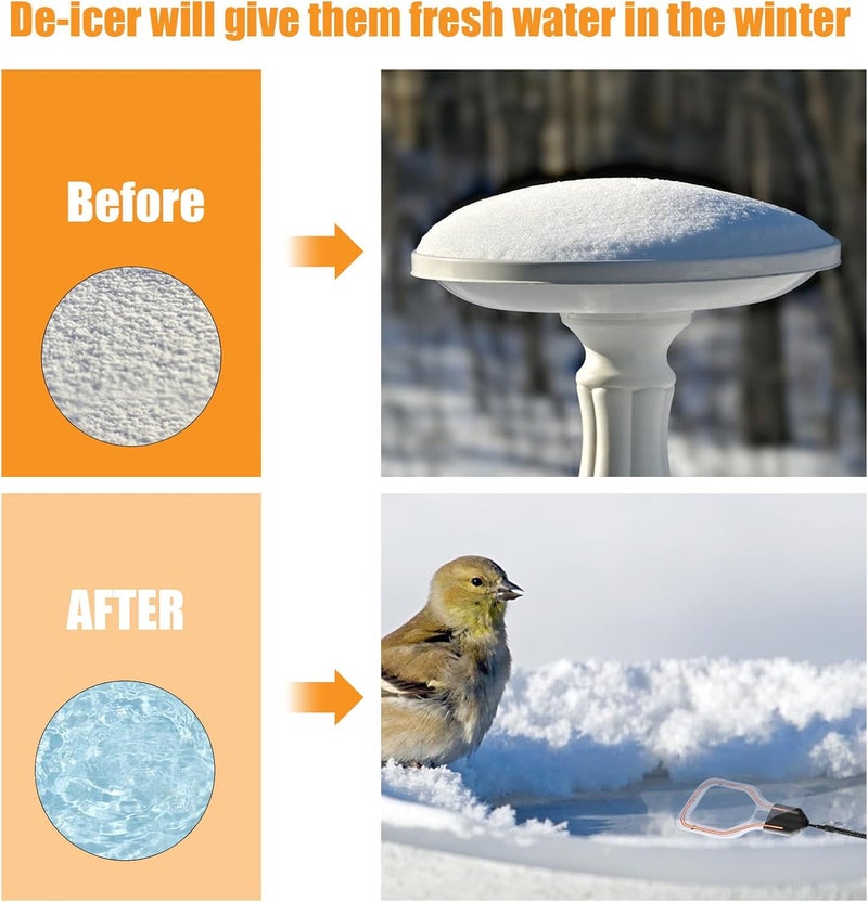 Kardeep 500W Bird Bath Heater, Cast Aluminum Submergible Stock Tank Heater De-icer Thermostatic Control Chicken Water Heater, Bird Bath Deicer for Winter Livestock - Image 4